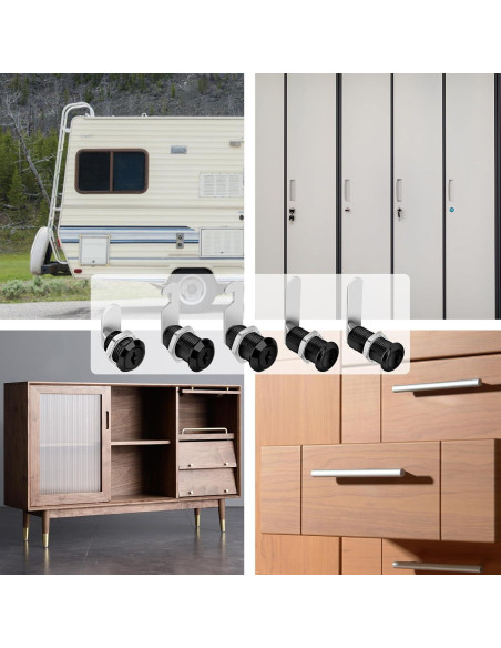 Cerradura Cam de Gabinete Negra Pertinel 1-1/8" 5 Piezas