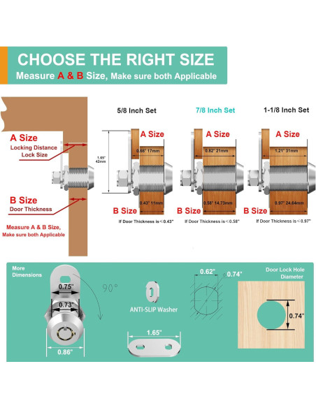 6 Cerraduras de Gabinete inBovoga 1-1/8" con Llave Igual