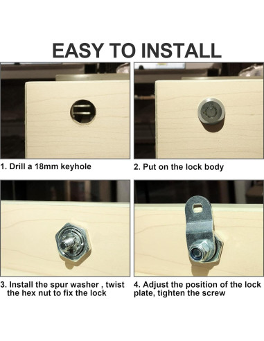 6 Cerraduras de Gabinete inBovoga 1-1/8" con Llave Igual