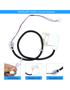 Interruptor de bloqueo de tapa GE WH08X32657 y arnés de repuesto 2