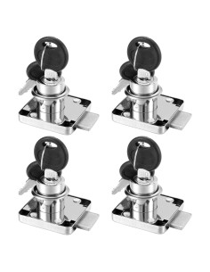 4 Cerraduras de Cajón Kitmose con Llave Igual 20mm Acabado Cromado
