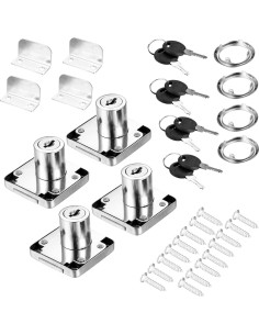 4 Cerraduras de Cajón Kitmose con Llave Igual 20mm Acabado Cromado 2