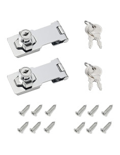 Cerradura de Hasp con Llave I-EASYDWW 7.62 cm Plata - 2 Paquetes