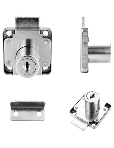 4 Cerraduras de Cajón Kitmose con Llave Igual 20mm Acabado Cromado