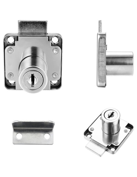 4 Cerraduras de Cajón Kitmose con Llave Igual 20mm Acabado Cromado