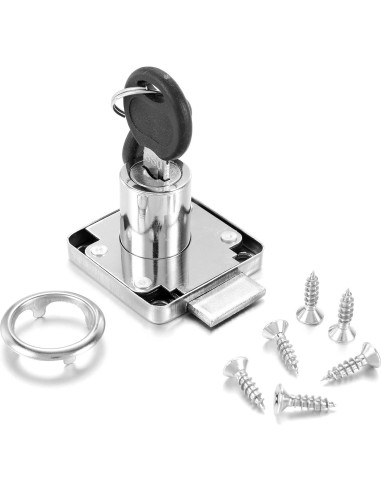 4 Cerraduras de Cajón Kitmose con Llave Igual 20mm Acabado Cromado