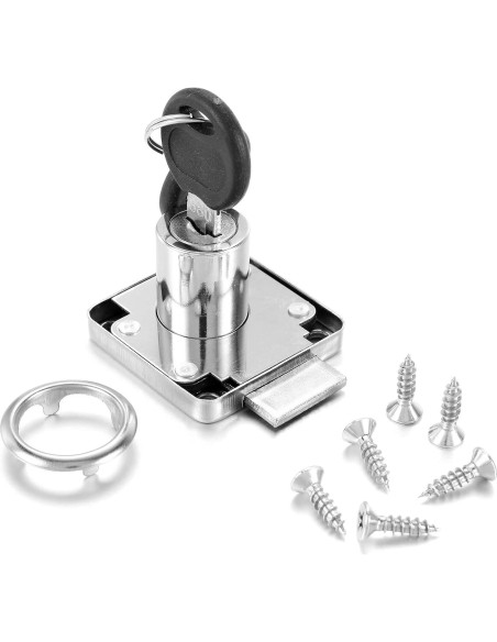 4 Cerraduras de Cajón Kitmose con Llave Igual 20mm Acabado Cromado