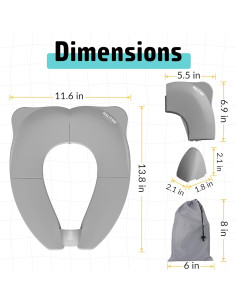 Asiento de Inodoro Portátil Maliton para Niños Plegable Gris 2