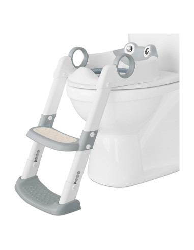 Asiento de Entrenamiento para el Baño Niños Gris con Escalera