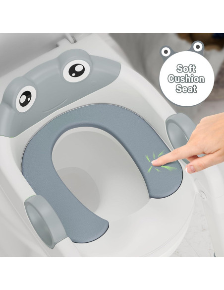 Asiento de Entrenamiento para el Baño Niños Gris con Escalera