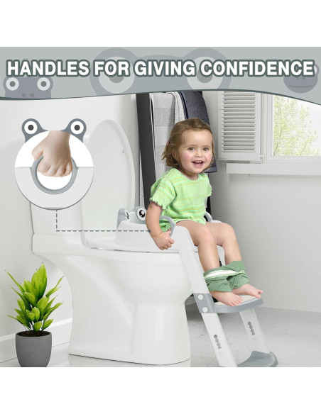 Asiento de Entrenamiento para el Baño Niños Gris con Escalera