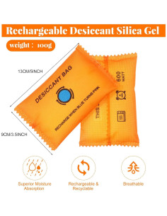 5 Paquetes 100g Gel de Sílice Deshidratante Reutilizable Threlaco 2
