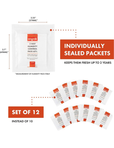 Paquete de Control de Humedad ONGROK 62% HR - 12 Unidades