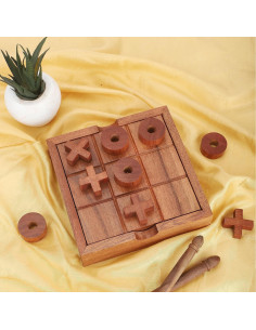 Juego de Mesa Tic Tac Toe Ajuny Madera Estilo Granja 15x15 cm 2