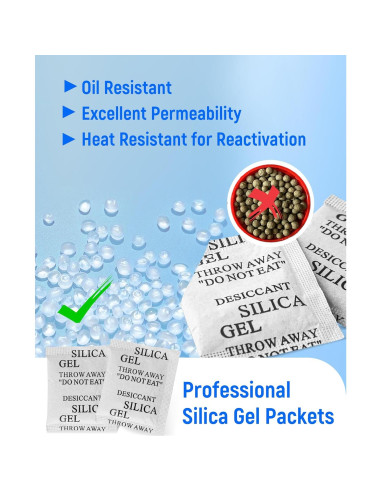 Absorbentes de Humedad Gel de Sílice 100 Pcs 5g para Almacenamiento