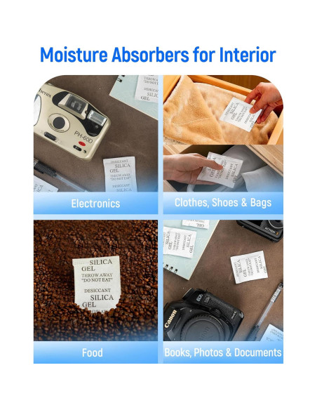 Absorbentes de Humedad Gel de Sílice 100 Pcs 5g para Almacenamiento