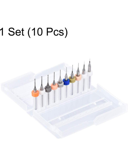 Brocas de PCB uxcell 0.15mm-1.0mm Carburo Tungsteno 10 Piezas