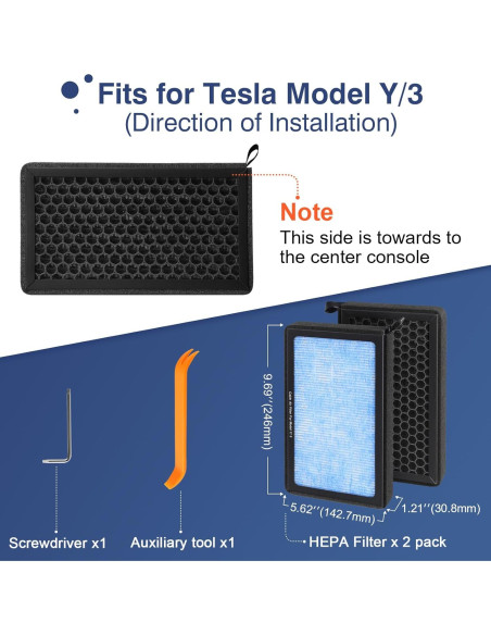 Filtro de Aire de Cabina KHAWY HEPA para Tesla Model 3 y Y 2016-2025