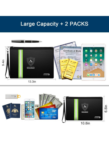 Bolsa a Prueba de Fuego NAIBAOSD 2 Piezas 33.8x23.9 cm