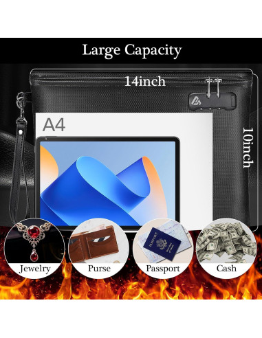 Bolsa a Prueba de Fuego FANCROU 36.8x29.2cm con Cerradura