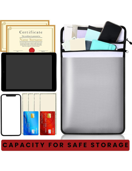 6 Bolsas de Documentos a Prueba de Fuego e Impermeables 38x28cm