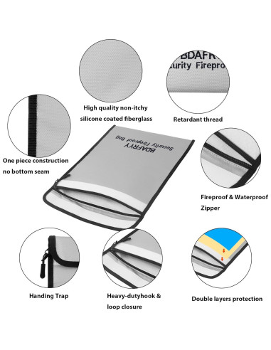 Bolsa de Documentos a Prueba de Fuego BDAFRYY 3 Pcs Impermeable