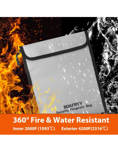 Bolsa de Documentos a Prueba de Fuego BDAFRYY 3 Pcs Impermeable