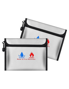 Bolsa de Documentos a Prueba de Fuego ABSOK 23x18cm 2 Pcs