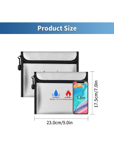 Bolsa de Documentos a Prueba de Fuego ABSOK 23x18cm 2 Pcs 2