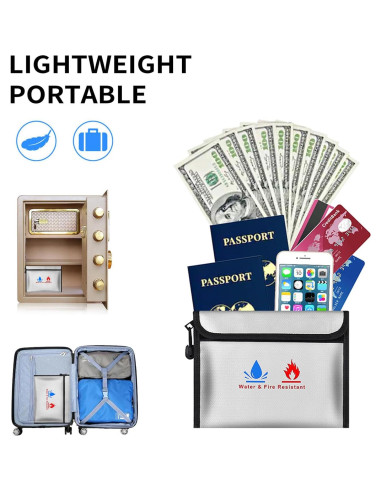 Bolsa de Documentos a Prueba de Fuego ABSOK 23x18cm 2 Pcs