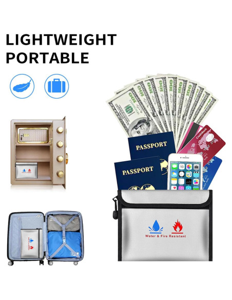 Bolsa de Documentos a Prueba de Fuego ABSOK 23x18cm 2 Pcs