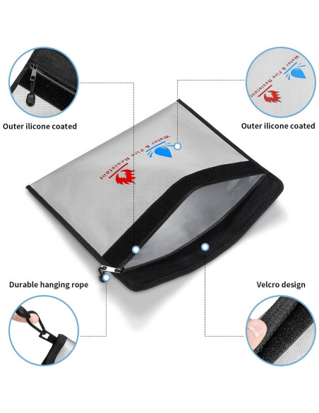 Bolsa de Documentos a Prueba de Fuego ABSOK 23x18cm 2 Pcs