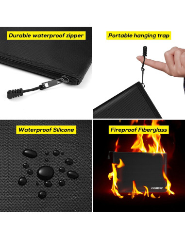 Bolsa de Documentos a Prueba de Fuego 2 Piezas 34x25cm y 28x15cm