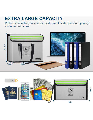 Bolsa de Documentos a Prueba de Fuego NAIBAOSD 40.64x30.48cm