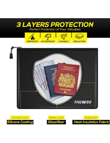 Bolsa de Documentos a Prueba de Fuego 2 Piezas 34x25cm y 28x15cm