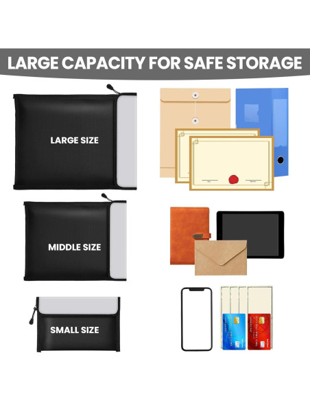 6 Bolsas de Documentos a Prueba de Fuego Fullhawl 38x28cm