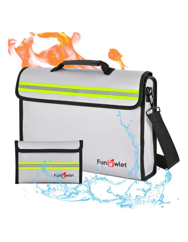 Bolsa y Caja de Seguridad a Prueba de Fuego FunOwlet - Gris