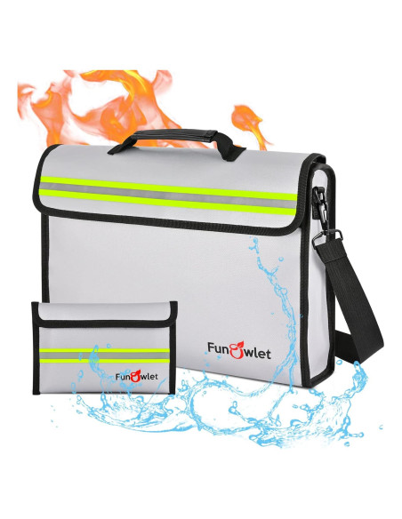 Bolsa y Caja de Seguridad a Prueba de Fuego FunOwlet - Gris