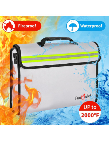 Bolsa y Caja de Seguridad a Prueba de Fuego FunOwlet - Gris