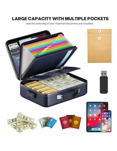 Caja de Documentos a Prueba de Fuego BigPonPon Azul 38.1x27.9cm