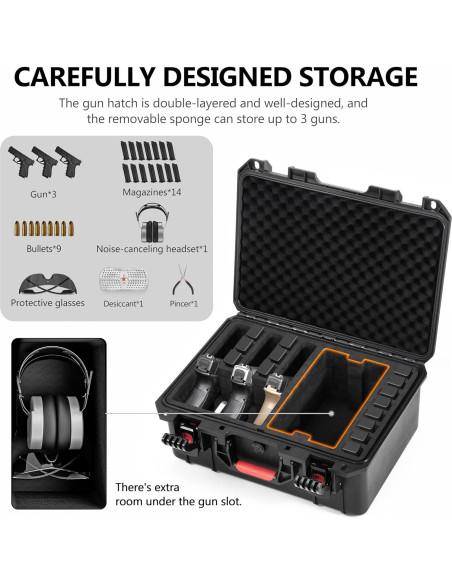 Estuche Duro Kinghardcase para 5 Pistolas y 21 Revistas