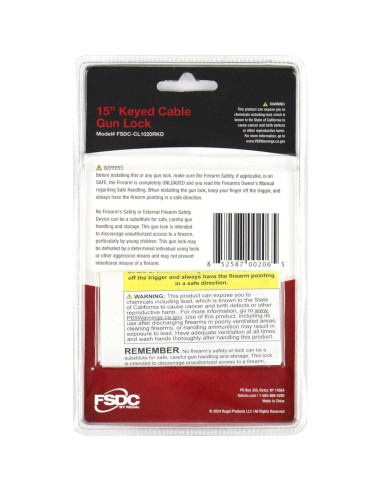 Candado de Cable para Armas FSDC-CL1020RKD 38 cm Negro