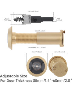 Mirilla de Puerta Dorada HOJLKLD con Broca 16 mm y 200 Grados 2