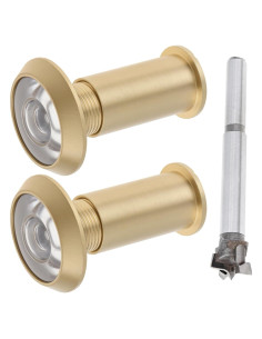 Mirilla de Puerta Dorado Satinado 200 Grados con Broca 16mm