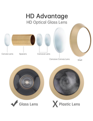 Mirilla de Puerta Dorada HOJLKLD con Broca 16 mm y 200 Grados