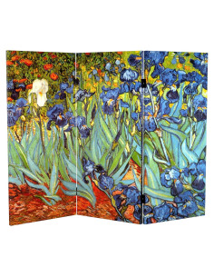Pantalla Plegable de Lienzo 3 Paneles Lámpara Roja Van Gogh