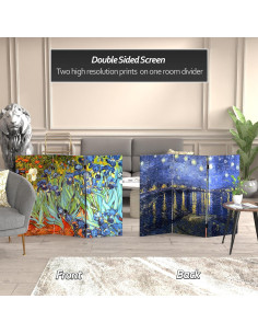 Pantalla Plegable de Lienzo 3 Paneles Lámpara Roja Van Gogh 2