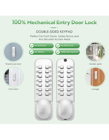 Cerradura de Entrada Sin Llave Mecánica ANNFUZ Cromo Perla