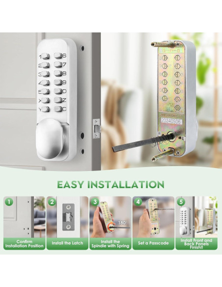 Cerradura de Entrada Sin Llave Mecánica ANNFUZ Cromo Perla