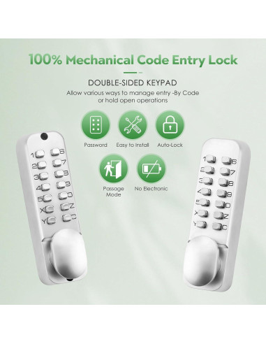 Cerradura de Entrada Sin Llave Mecánica ANNFUZ Cromo Perla